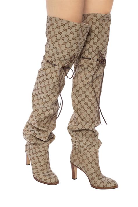 gucci knee boots|gucci print thigh high boots.